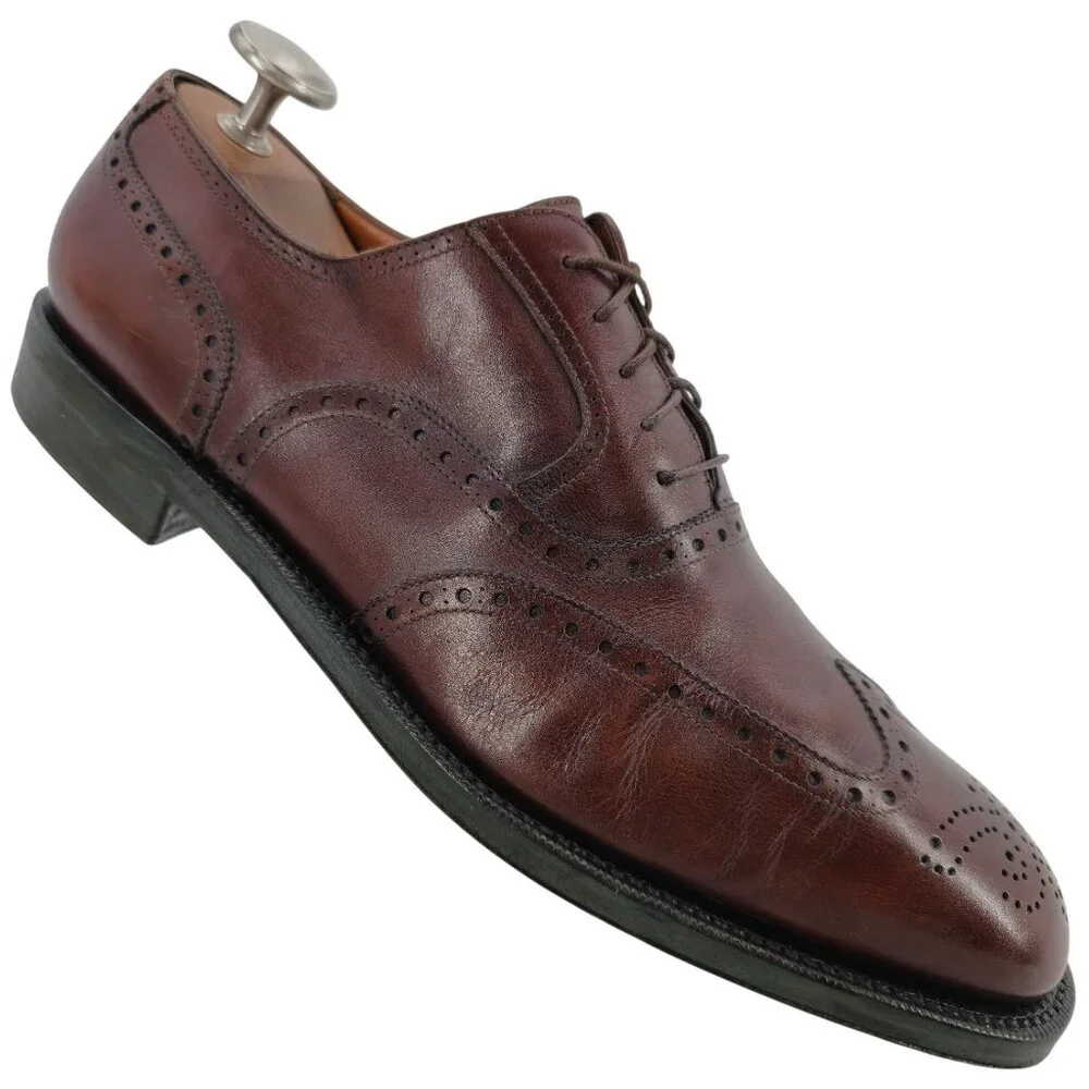 Salvatore Ferragamo Tramezza Brown Leather Wingtip Oxfords Men 11.5D Dress Shoes - Picture 2 of 14